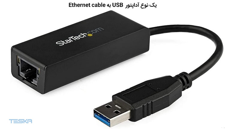 تصویر یک نوع آداپتور USB به Ethernet cable
